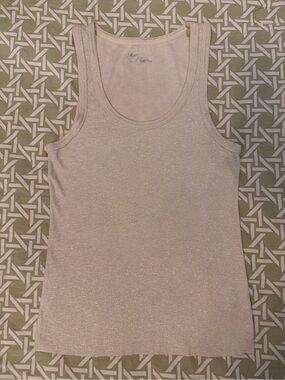 aerie Shimmery Cream Ribbed Tank Top